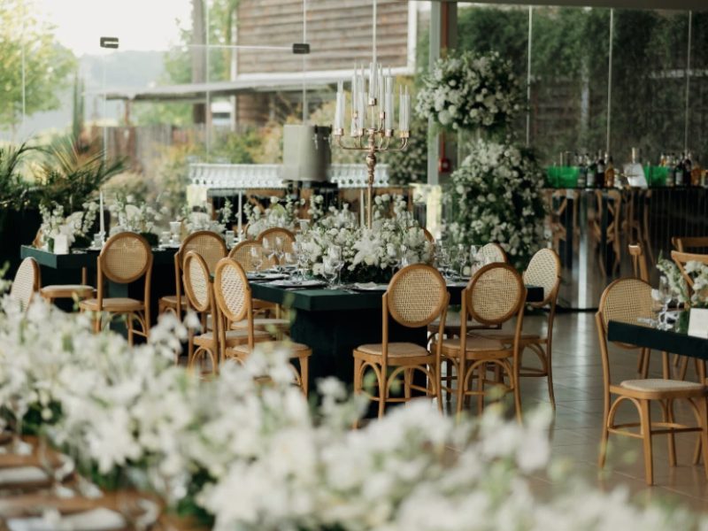 Event table setting with white flowers in Phuket